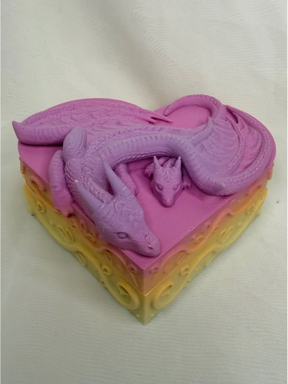 Sweet Pink Heart Dragon Dice & Treasure Box 3D Printed D&D